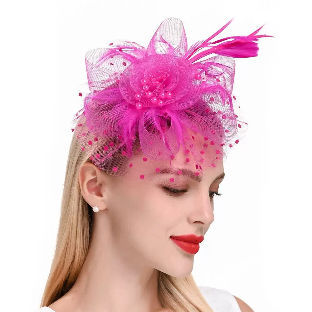 Bandeau femme thé fluo cocktail plume pince à cheveux Kentucky Derby mariage fascinateurs chapeau