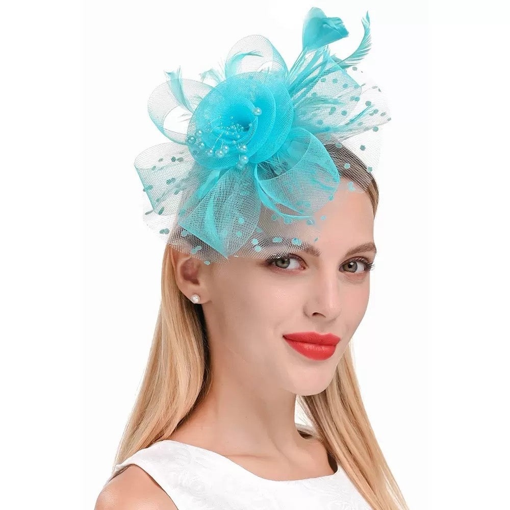 Bandeau femme thé fluo cocktail plume pince à cheveux Kentucky Derby mariage fascinateurs chapeau