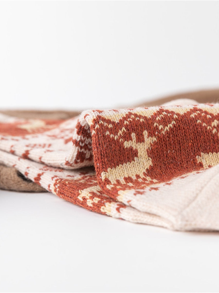 Lot de 5 Paires de Chaussettes D'Extérieur pour Femme en Forme D'Élan pour Noël