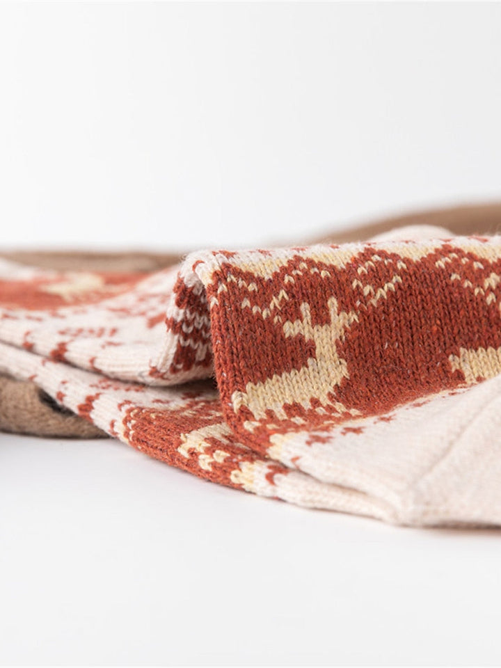 Lot de 5 Paires de Chaussettes D'Extérieur pour Femme en Forme D'Élan pour Noël