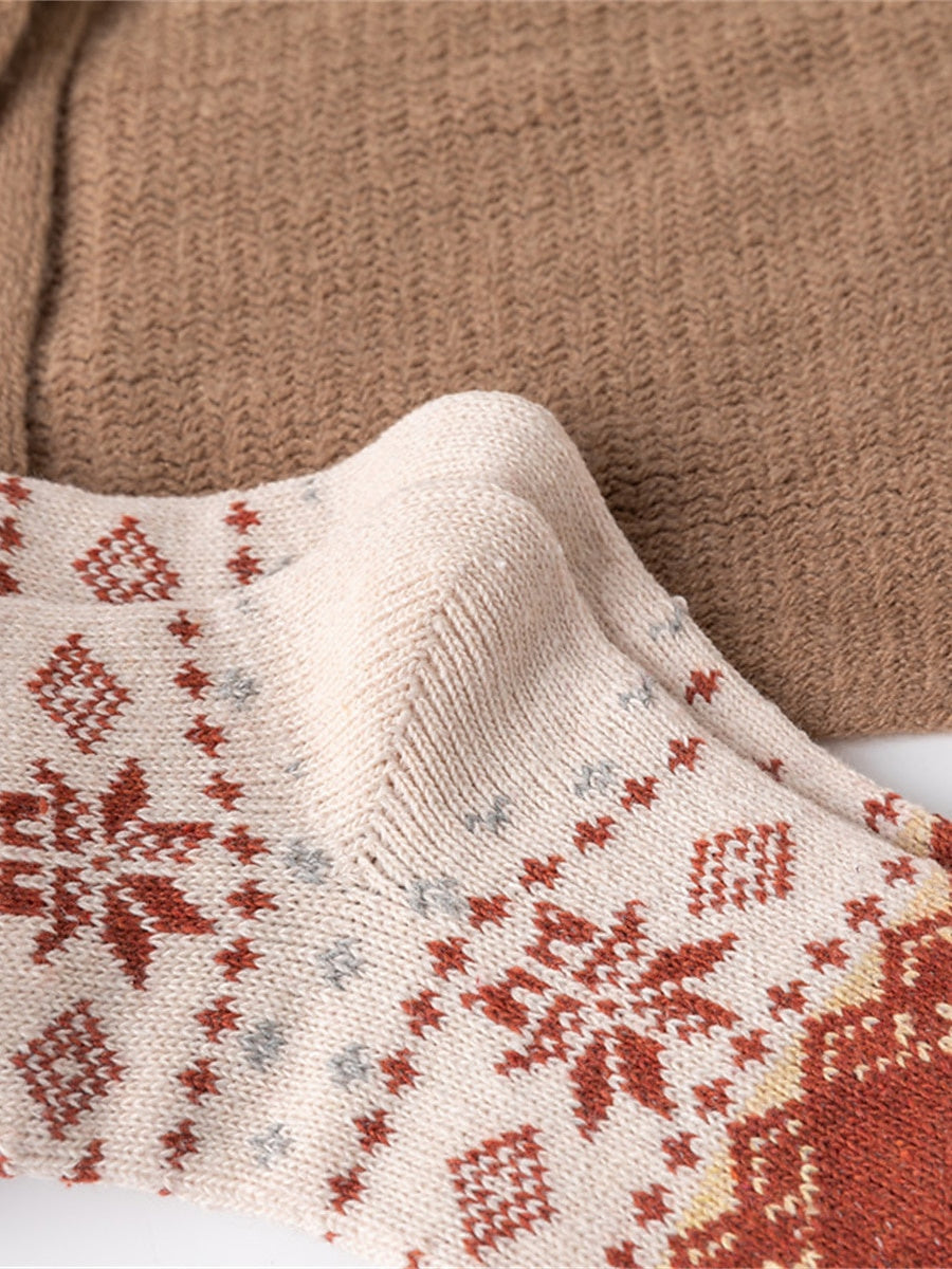 Lot de 5 Paires de Chaussettes D'Extérieur pour Femme en Forme D'Élan pour Noël