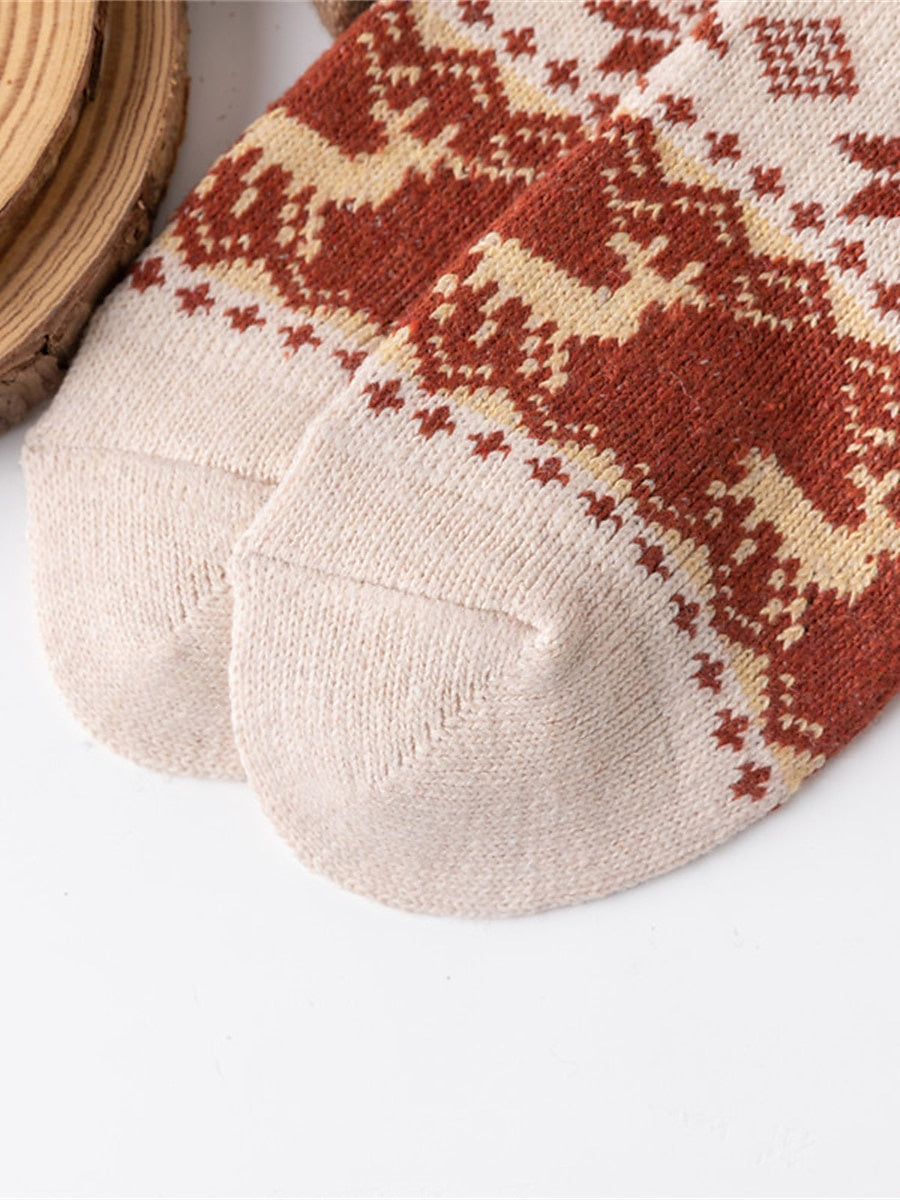 Lot de 5 Paires de Chaussettes D'Extérieur pour Femme en Forme D'Élan pour Noël