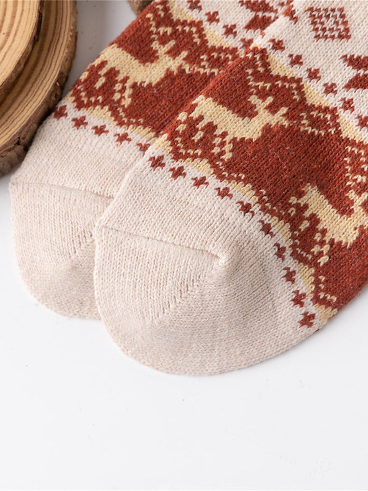 Lot de 5 Paires de Chaussettes D'Extérieur pour Femme en Forme D'Élan pour Noël