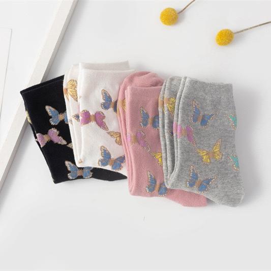 Lot de 4 Paires de Chaussettes de Sport Simples et Mignonnes en Coton à Motifs D'Animaux pour Femmes
