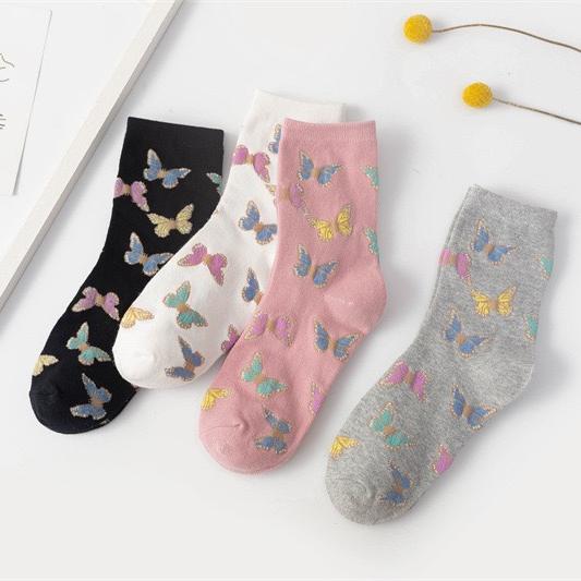 Lot de 4 Paires de Chaussettes de Sport Simples et Mignonnes en Coton à Motifs D'Animaux pour Femmes