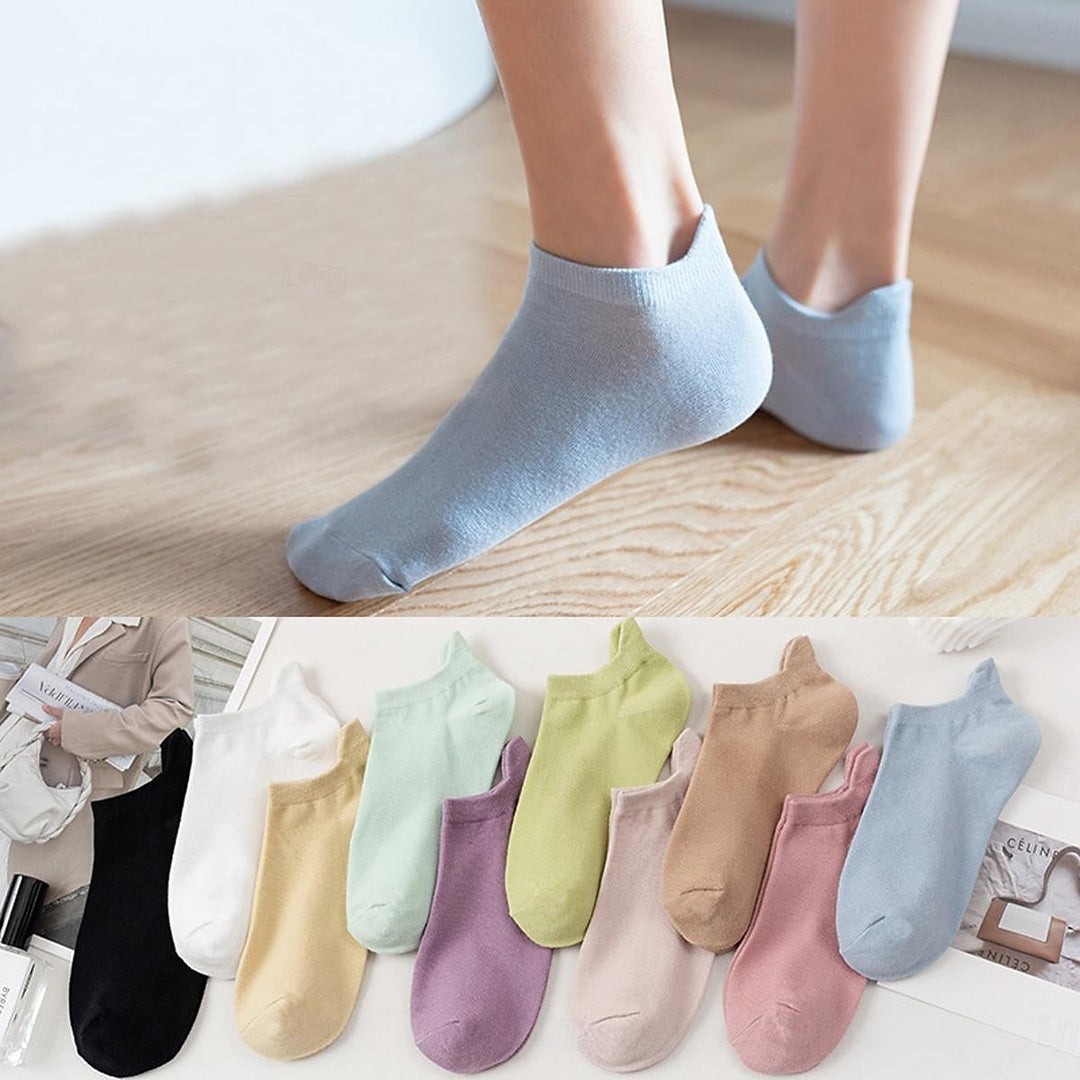Lot de 10 Paires de Chaussettes Basses en Coton pour Femme, Idéales pour le Travail, les Vacances, le Quotidien, le Sport, le Style Rétro et Décontracté