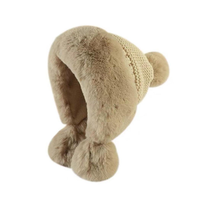Chapeau en Laine Épais pour Femme, Nouveau Style, Boule de Fourrure, Plus Capuche Chaude en Velours, pour L'Extérieur, L'Hiver, Résistant Au Froid, à la Mode, Mignon