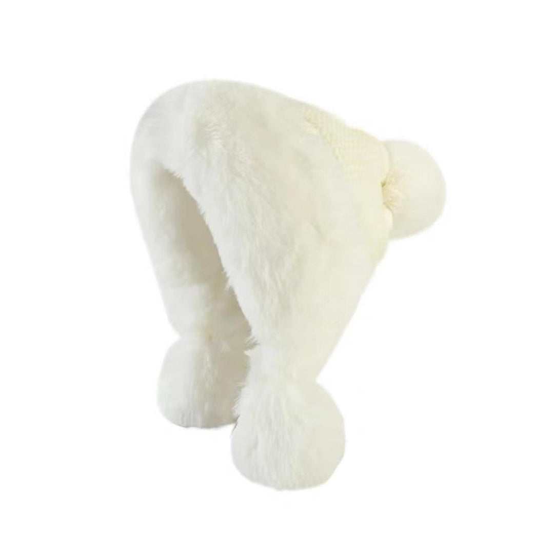 Chapeau en Laine Épais pour Femme, Nouveau Style, Boule de Fourrure, Plus Capuche Chaude en Velours, pour L'Extérieur, L'Hiver, Résistant Au Froid, à la Mode, Mignon