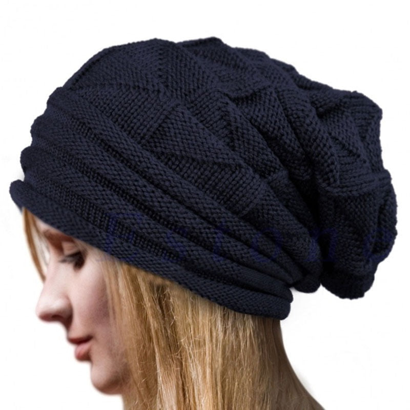 Chapeau en Tricot de Couleur Unie pour Femme, Ample, Portable, Coupe-Vent, Confortable, pour L'Extérieur, la Rue, le Quotidien