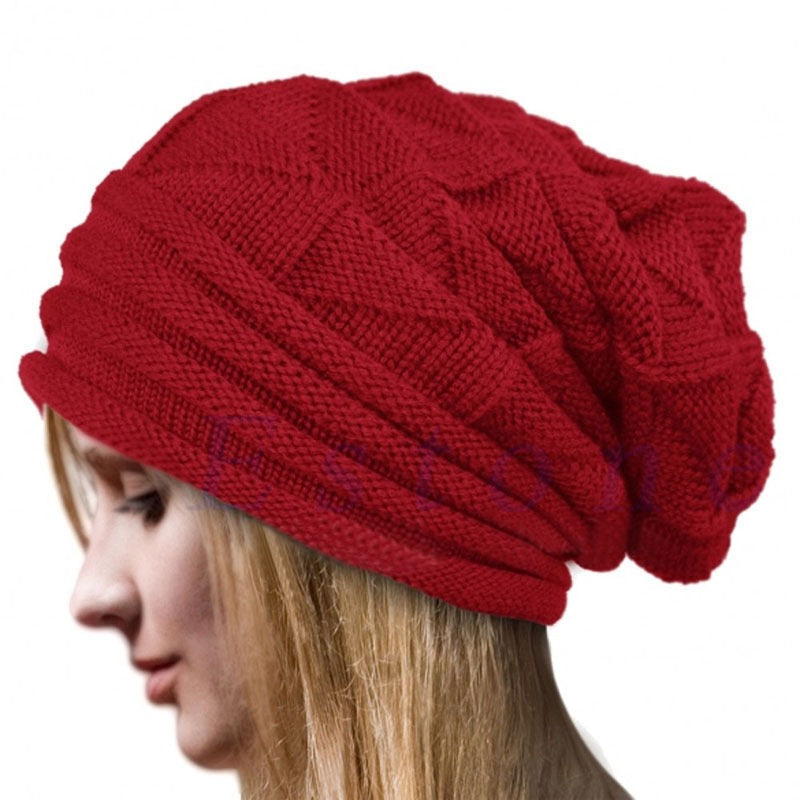Chapeau en Tricot de Couleur Unie pour Femme, Ample, Portable, Coupe-Vent, Confortable, pour L'Extérieur, la Rue, le Quotidien