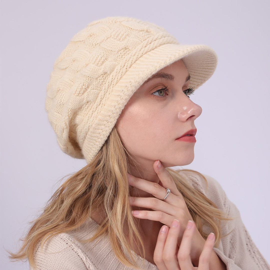 Bonnet D'Hiver Chaud en Tricot pour Femme, Bonnet Solide, Coupe-Vent, Protection Des Oreilles, Ski, Randonnée, Béret pour Fille
