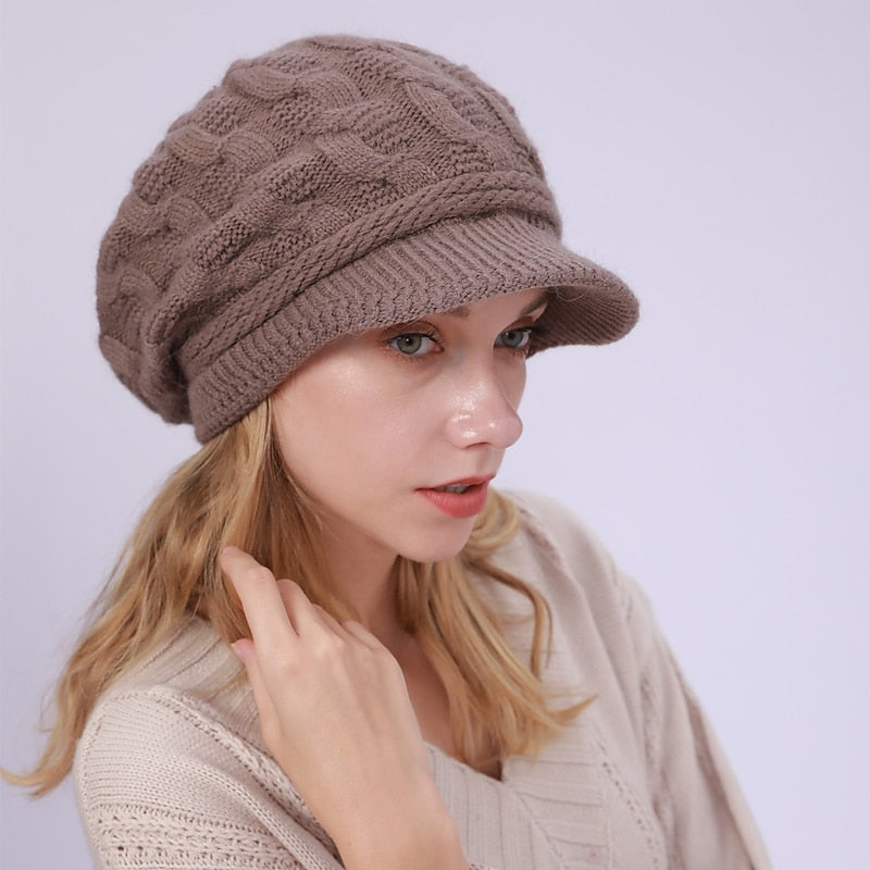 Bonnet D'Hiver Chaud en Tricot pour Femme, Bonnet Solide, Coupe-Vent, Protection Des Oreilles, Ski, Randonnée, Béret pour Fille