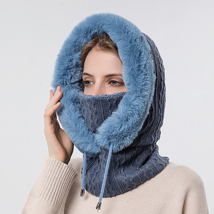 Ensemble de Bonnet et Masque en Fourrure Épaisse pour Femme, Bonnet Coupe-Vent, Bonnet Tricoté en Cachemire, Chaud, Hiver, Haute Qualité