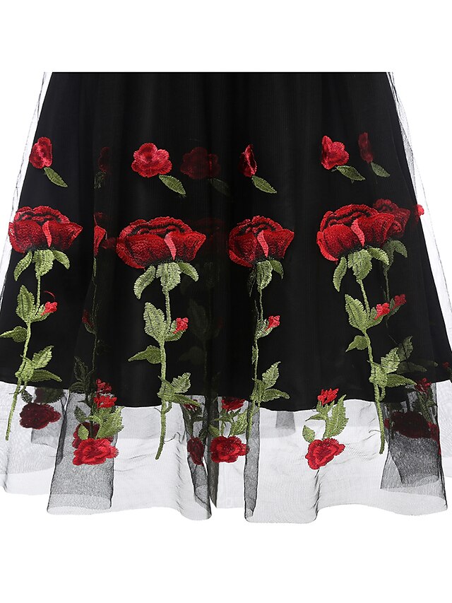 Robe de Soirée Trapèze/Princesse à Épaules Dénudées et Manches Courtes Au Genou avec Appliques Brodées