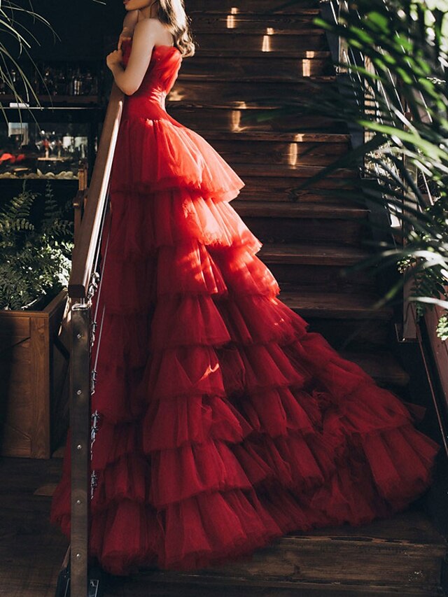 Robe de Bal Asymétrique Sans Bretelles Coupe A-Line/Princess