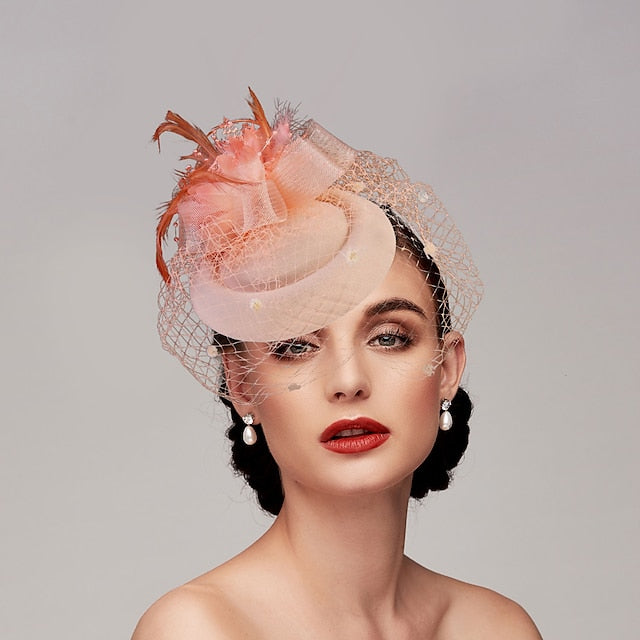 Fascinators Net Funeral Horse Race avec Coiffe de Fleurs en Plumes