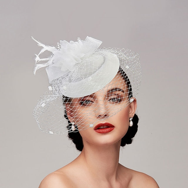 Fascinators Net Funeral Horse Race avec Coiffe de Fleurs en Plumes