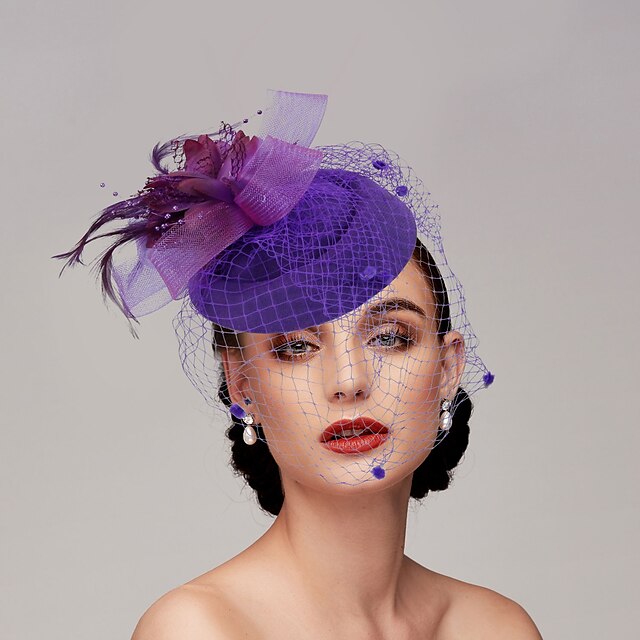 Fascinators Net Funeral Horse Race avec Coiffe de Fleurs en Plumes