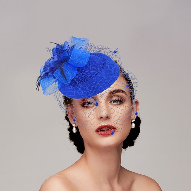 Fascinators Net Funeral Horse Race avec Coiffe de Fleurs en Plumes