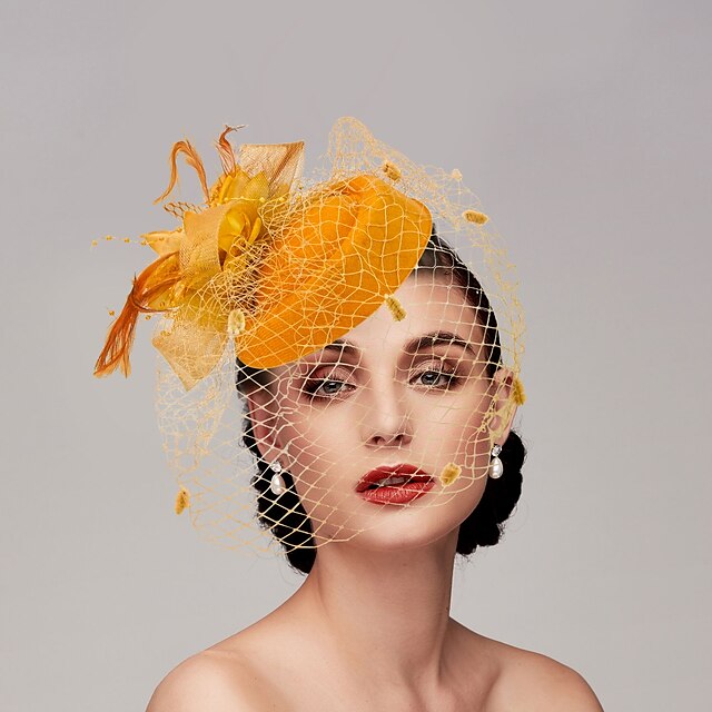 Fascinators Net Funeral Horse Race avec Coiffe de Fleurs en Plumes