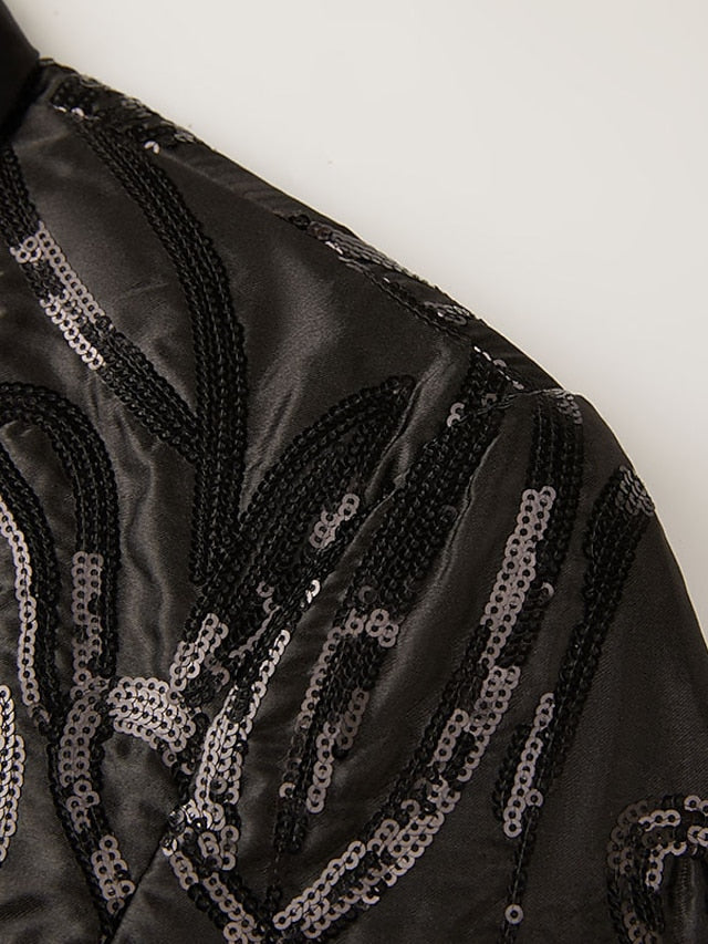 Costume Smoking à Paillettes 2 Pièces pour Homme, Simple Boutonnage, Un Bouton