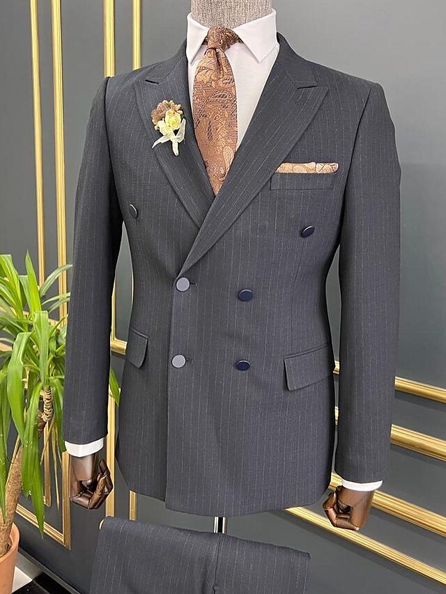 Costumes de Mariage 2 Pièces à Coupe Standard pour Hommes, Croisés, à Six Boutons