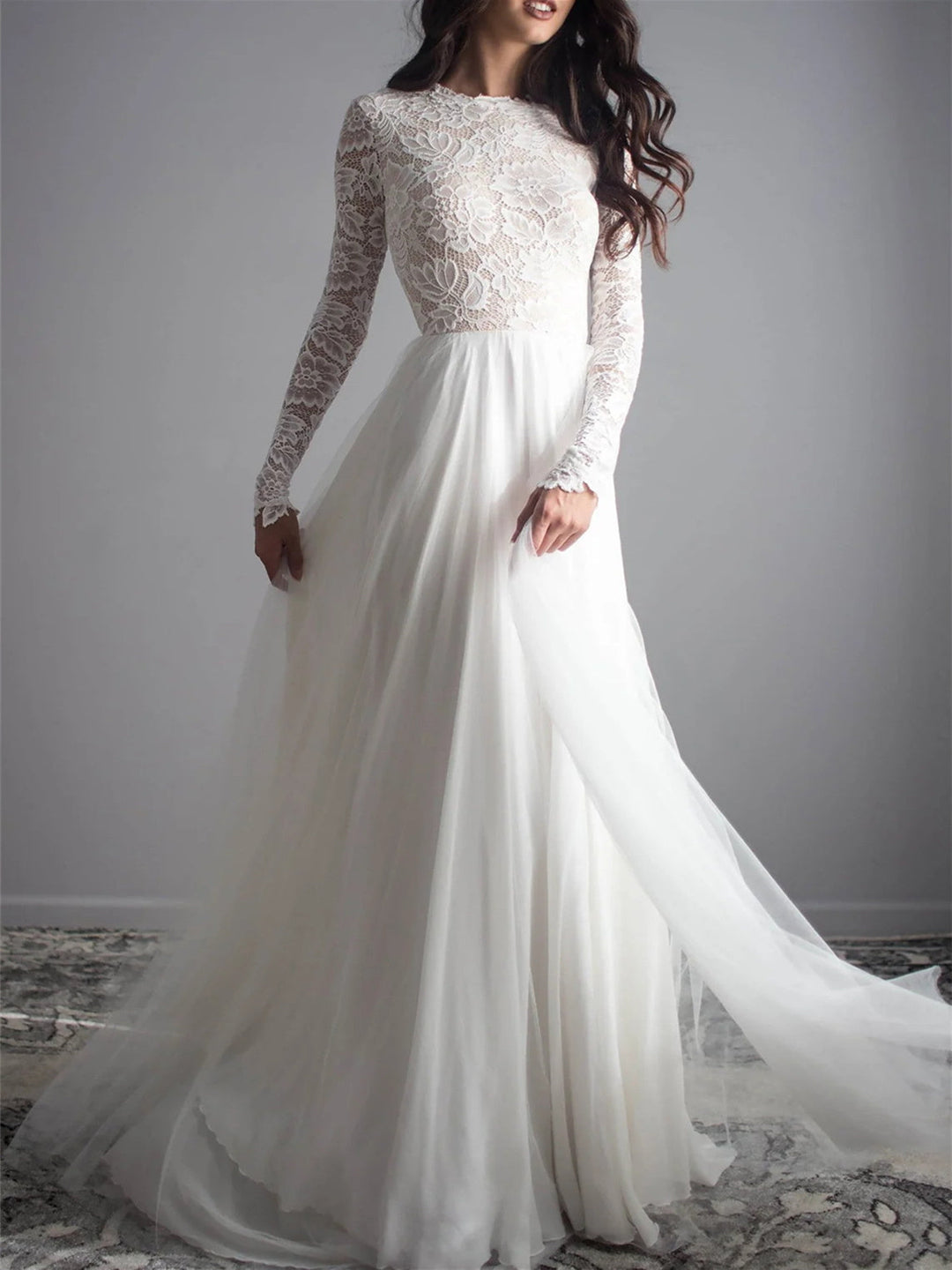 Robe de Mariée Longue Au Sol, Coupe A-Line/Princess
