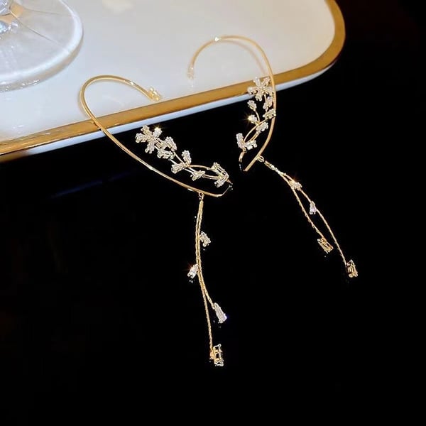 Manchette D'Oreille Classique avec Strass et Pompons