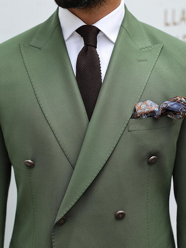 Costumes de Mariage 2 Pièces à Coupe Ajustée pour Hommes, Croisés, à Six Boutons