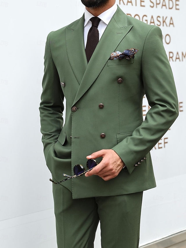 Costumes de Mariage 2 Pièces à Coupe Ajustée pour Hommes, Croisés, à Six Boutons