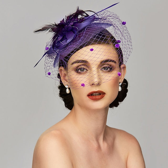 Chapeaux Fascinateurs Élégants avec Bandeau à Clip, Couvre-Chef à Plumes et Fleurs Florales