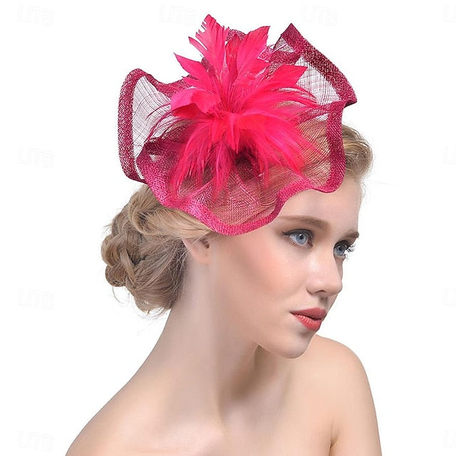 Fascinators Organza Horse Race Cocktail Élégant Vintage avec Nœuds en Plumes Coiffe