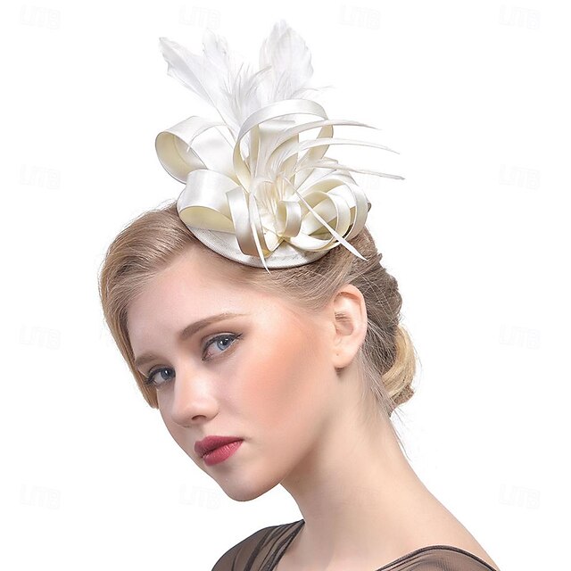 Fascinators Polyester Course de Chevaux Cocktail Élégant Vintage avec Des Nœuds en Plumes