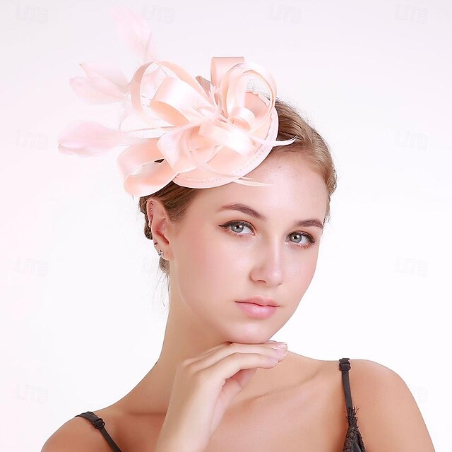 Fascinators Polyester Course de Chevaux Cocktail Élégant Vintage avec Des Nœuds en Plumes