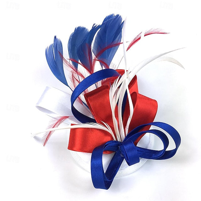 Fascinators Polyester Course de Chevaux Cocktail Élégant Vintage avec Des Nœuds en Plumes