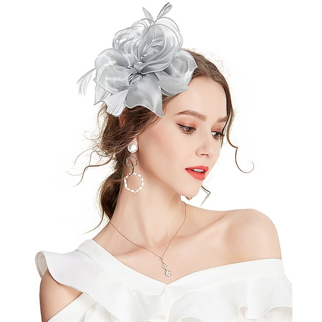Fascinators Headpiece Tulle Tea Party Horse Race Ladies Day Élégant Rétro avec Plume