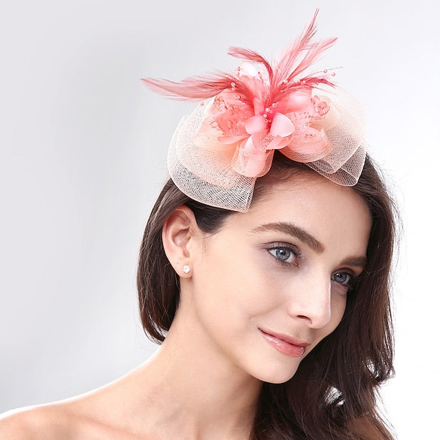 Fascinators Net Mariage Tea Party Course de Chevaux Cocktail Vintage Élégant avec Coiffe Florale