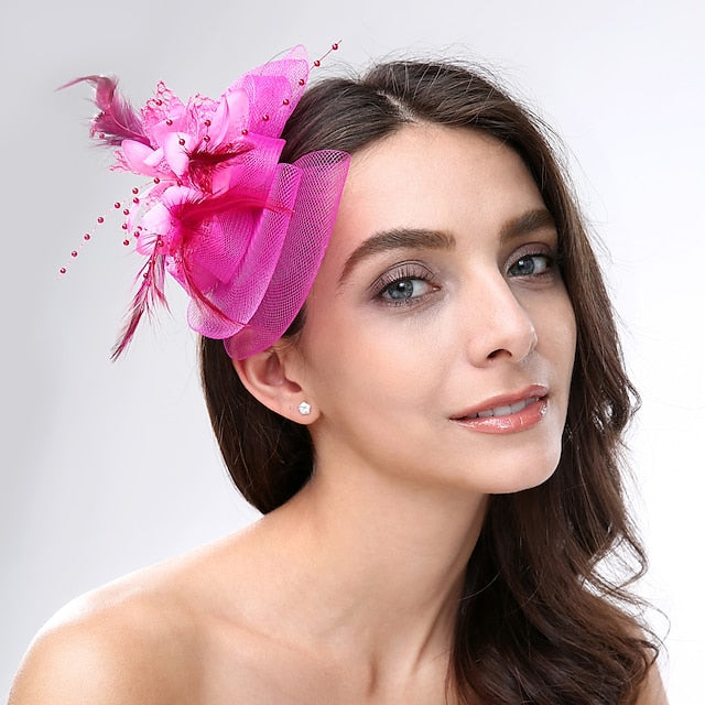 Fascinators Net Mariage Tea Party Course de Chevaux Cocktail Vintage Élégant avec Coiffe Florale