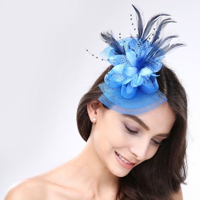 Fascinators Net Mariage Tea Party Course de Chevaux Cocktail Vintage Élégant avec Coiffe Florale