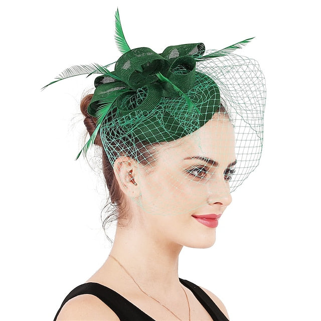 Fascinators Lin Soirée Cocktail avec Coiffe en Plumes