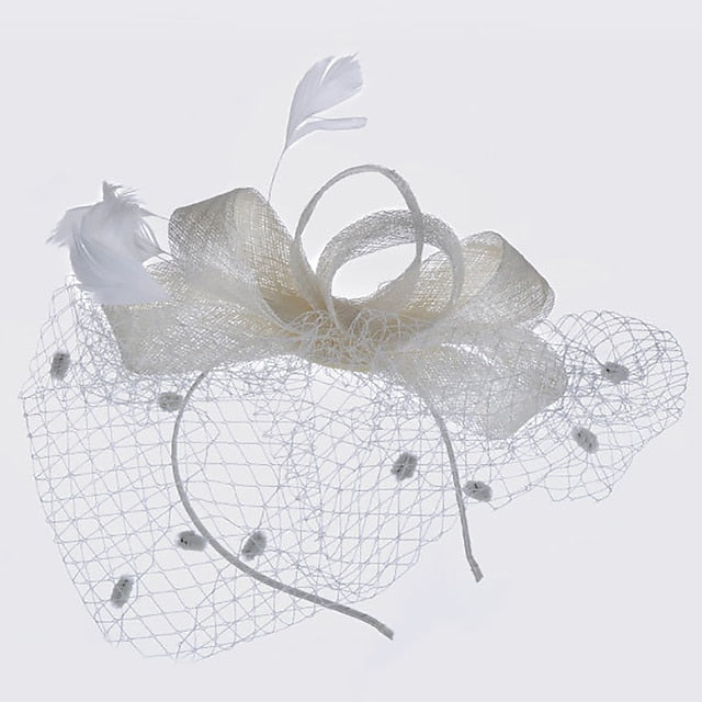 Fascinators Organza Polyester Party Soirée Vintage Élégant avec Coiffe en Plumes