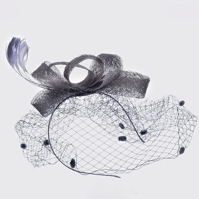 Fascinators Organza Polyester Party Soirée Vintage Élégant avec Coiffe en Plumes