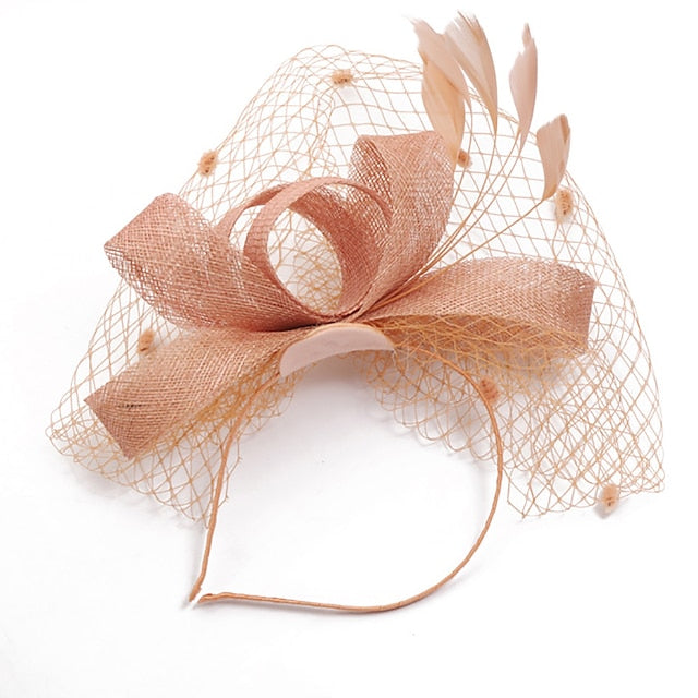 Fascinators Organza Polyester Party Soirée Vintage Élégant avec Coiffe en Plumes