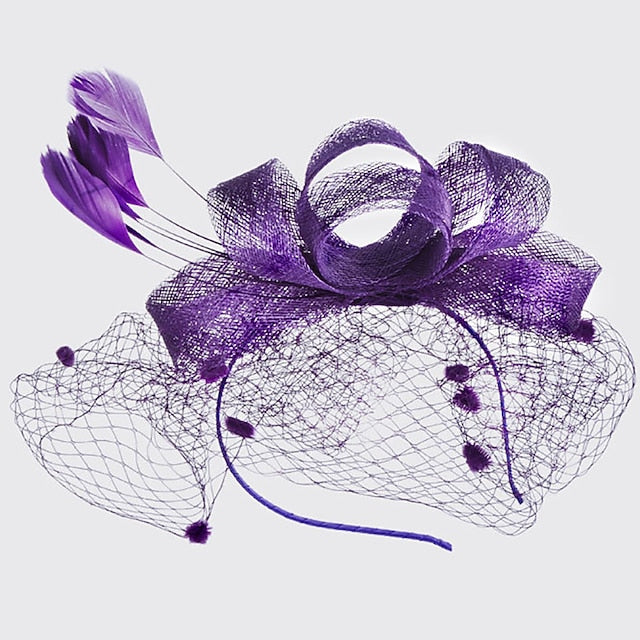 Fascinators Organza Polyester Party Soirée Vintage Élégant avec Coiffe en Plumes