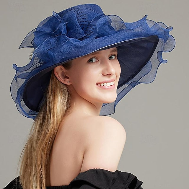 Fascinators Tulle Organza Holiday Beach Élégant Vintage avec Coiffe D'Épissure de Couleur Pure