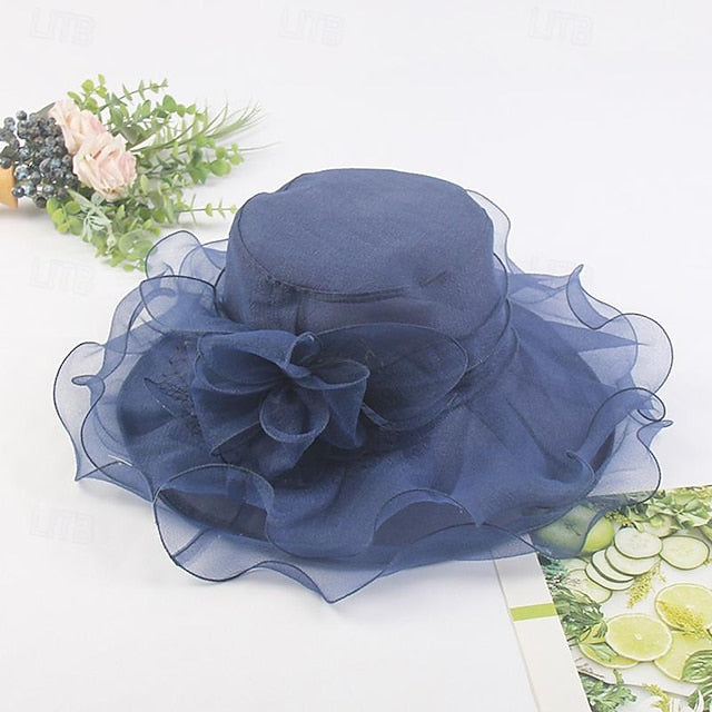 Fascinators Tulle Organza Holiday Beach Élégant Vintage avec Coiffe D'Épissure de Couleur Pure
