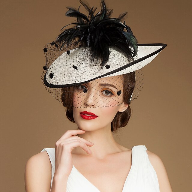 Fascinators Lin Soirée Cocktail avec Coiffe en Plumes