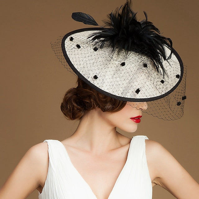 Fascinators Lin Soirée Cocktail avec Coiffe en Plumes