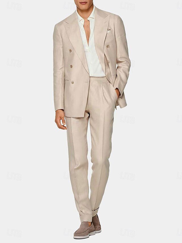 Costumes de Mariage 2 Pièces à Coupe Standard pour Hommes, Croisés, à Six Boutons