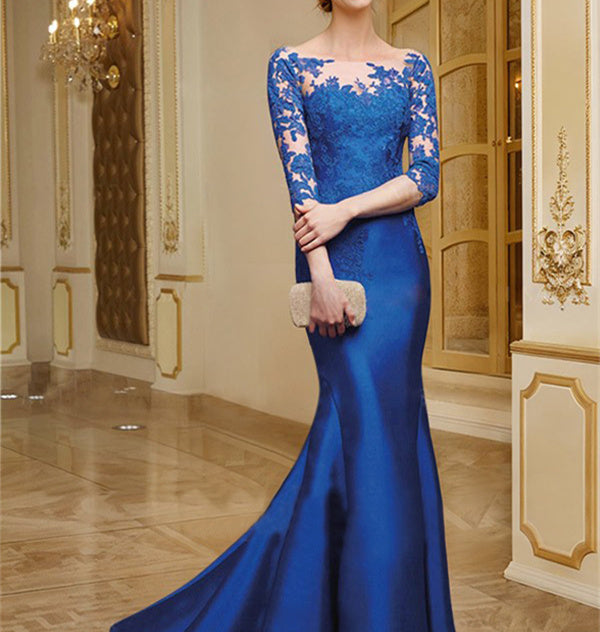 Robes de Mère de la Mariée à Manches Longues en Forme de Trompette/Sirène avec Dentelle